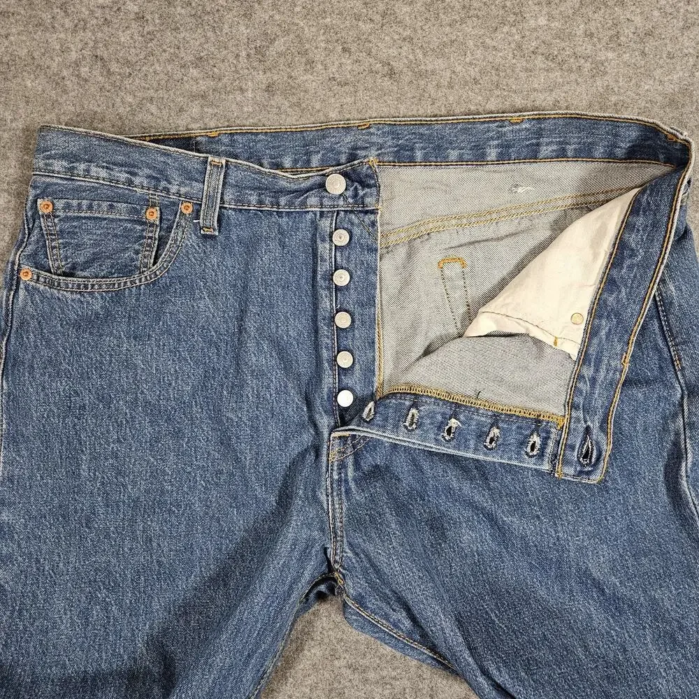 Levis 501 Jeans Mens 40x32 Selvage Medium Stonewash Straight Button Fly Denim